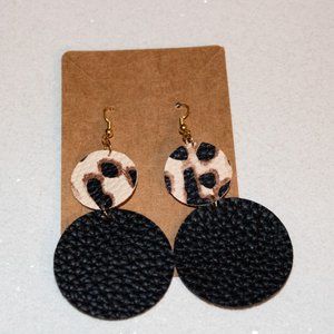 Faux leather drop earrings